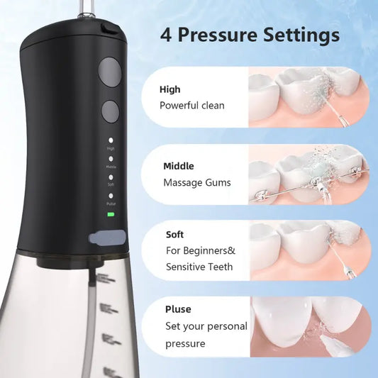 4 In 1 Water Flosser For Teeth, Cordless Water Flossers Oral Irrigator With DIY Mode 4 Jet Tips, Tooth Flosser, Portable And Rechargeable For Travel